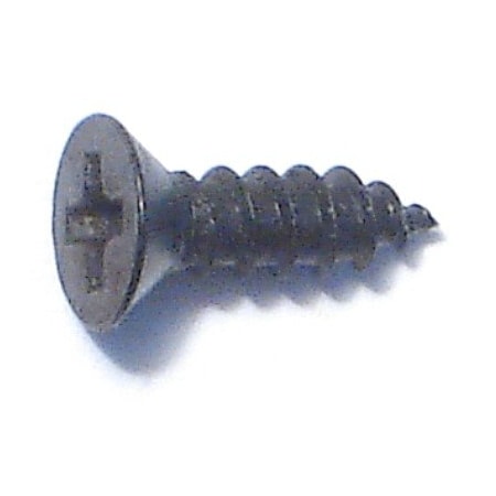 Midwest Fastener Sheet Metal Screw, #4 x 3/8 in, Black Steel Flat Head Phillips Drive, 50 PK 79507